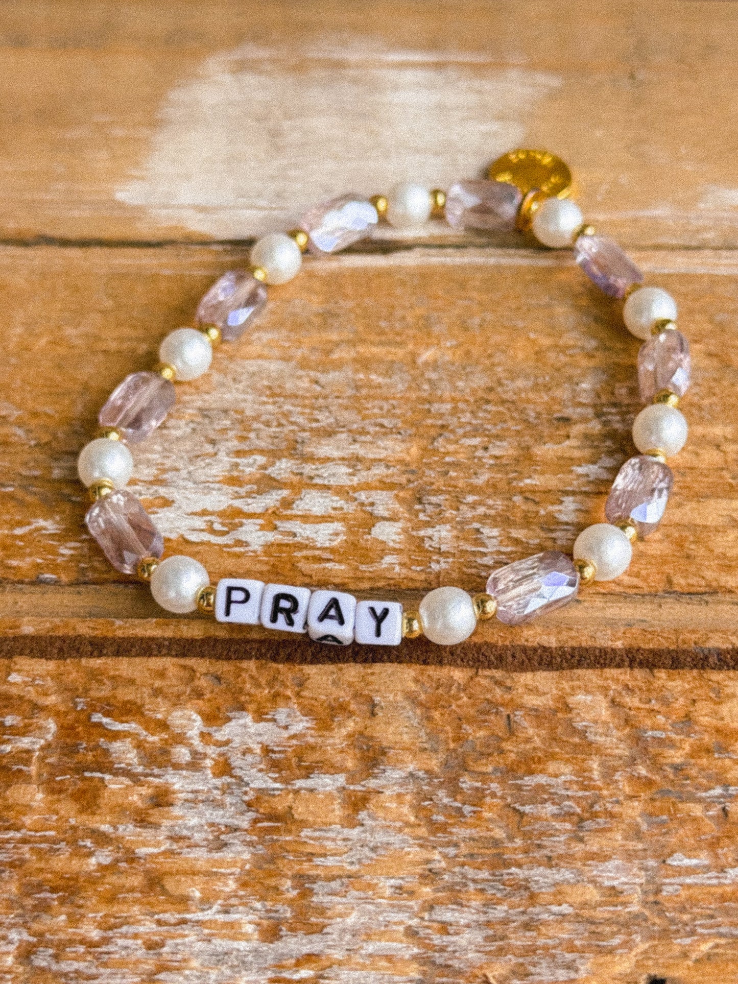Pray Pearl Letter Bracelet