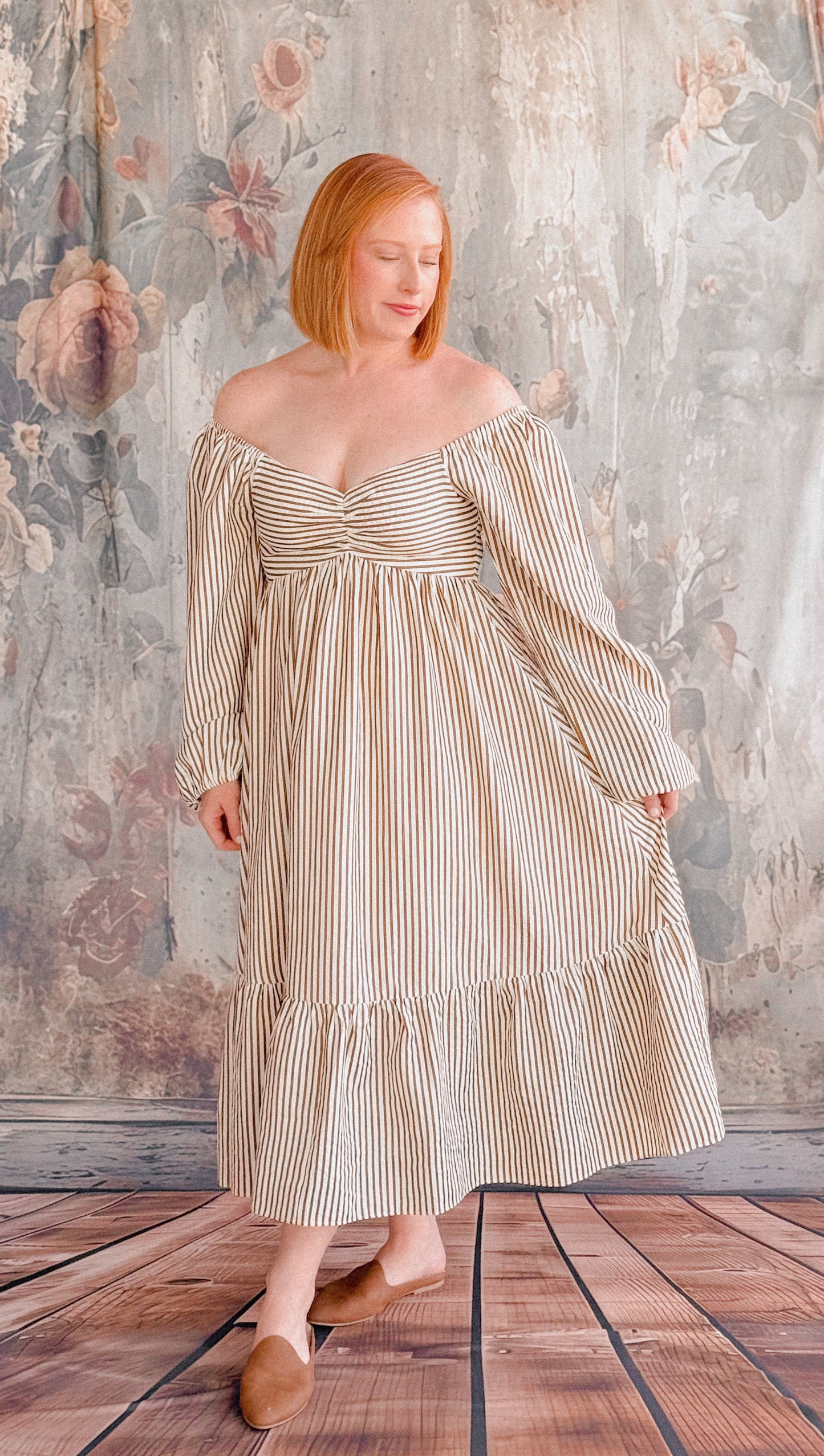 Chestnut Stripe Midi Dress