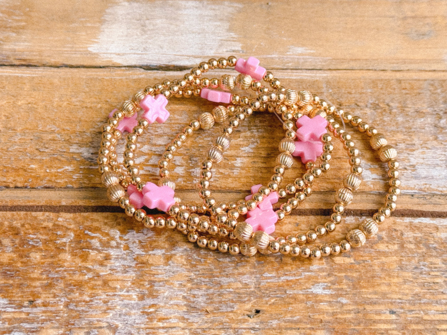 Rosé Cross Stretch Bracelet Set