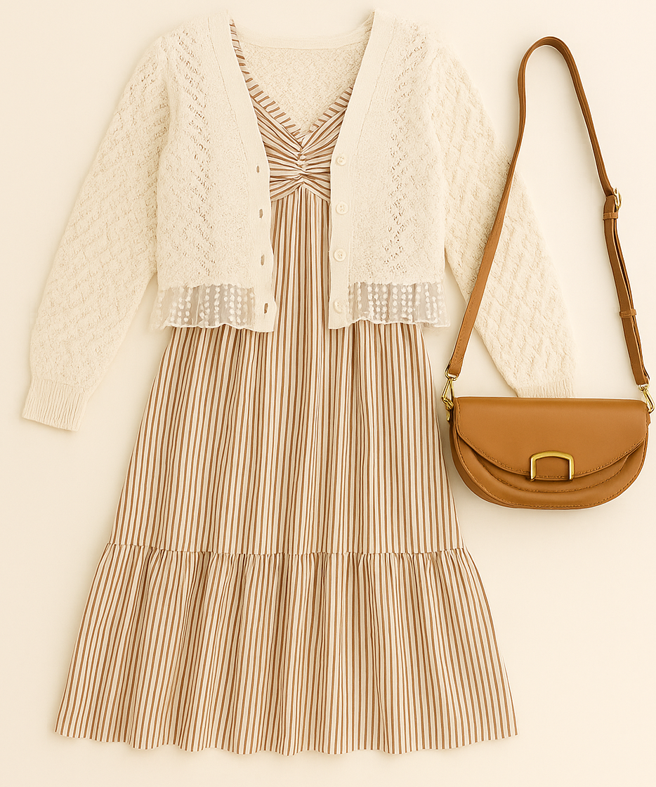 Chestnut Stripe Midi Dress
