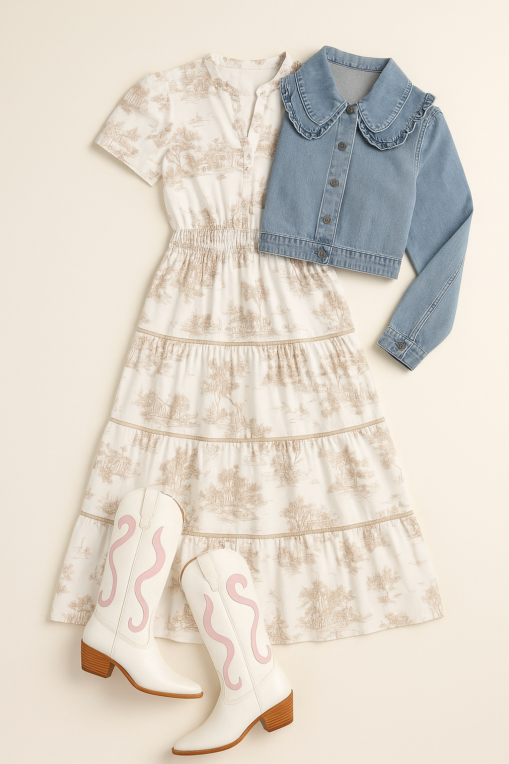 Whitmore Toile Ivory Midi Dress