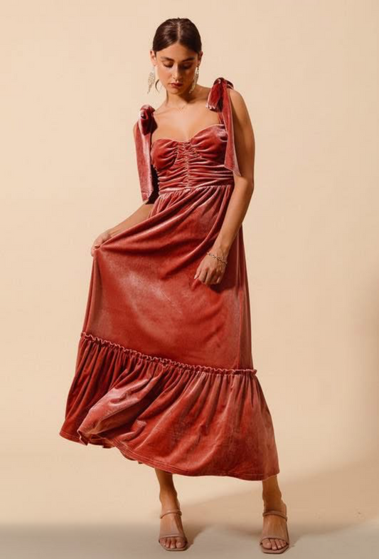 Winter Rose Velvet Mauve Maxi