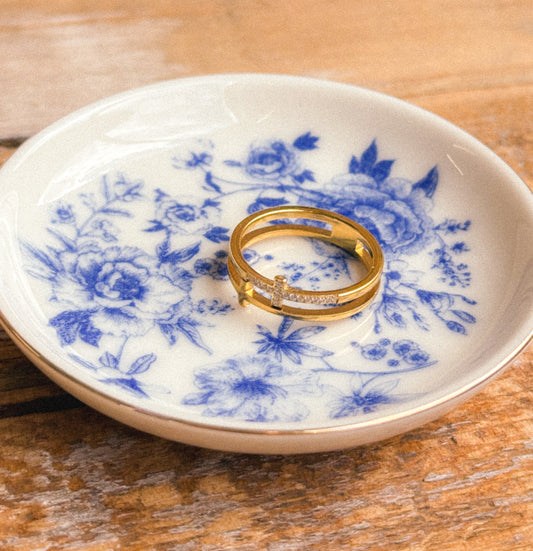 Stacked Cross Gem Ring