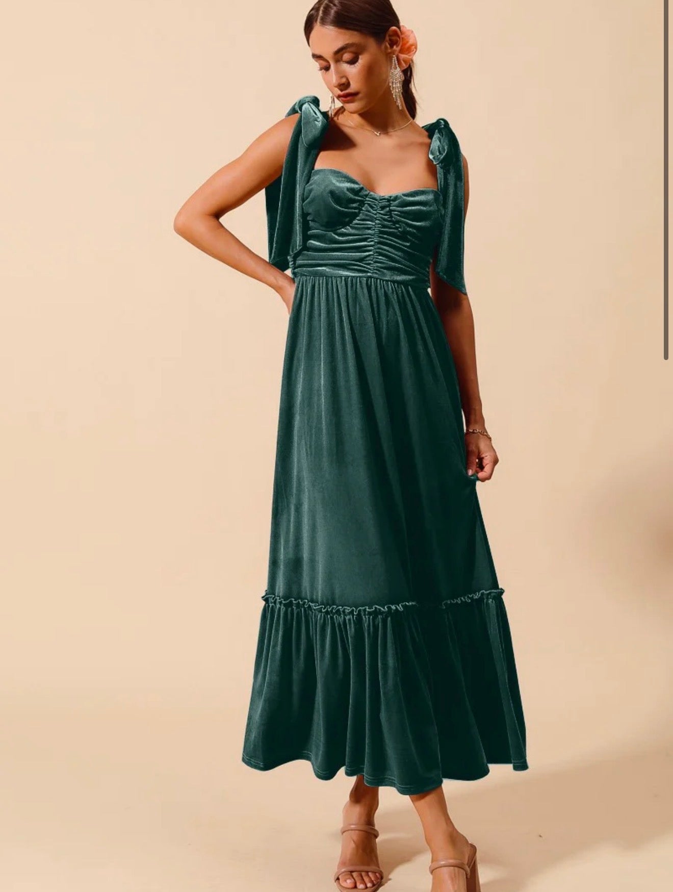 Mistletoe Evergreen Velvet Maxi