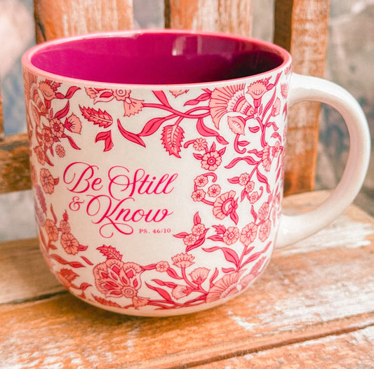 Be Still & Know Pink Floral Mug