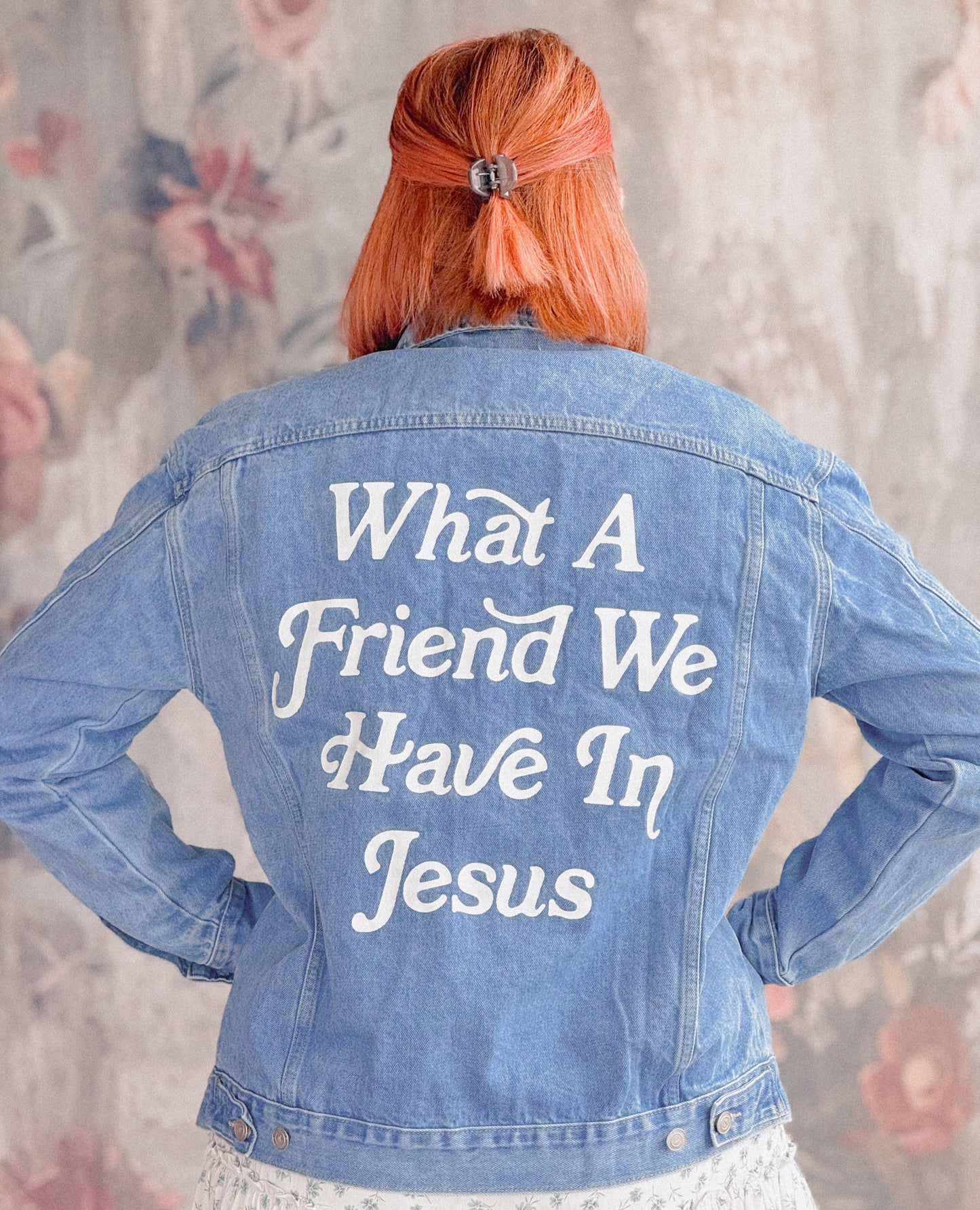 What a Friend in Jesus Embroidered Denim Jacket