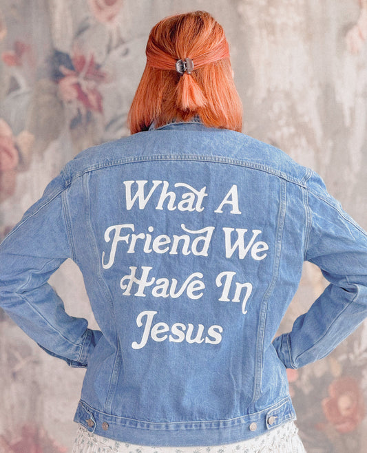 What a Friend in Jesus Embroidered Denim Jacket