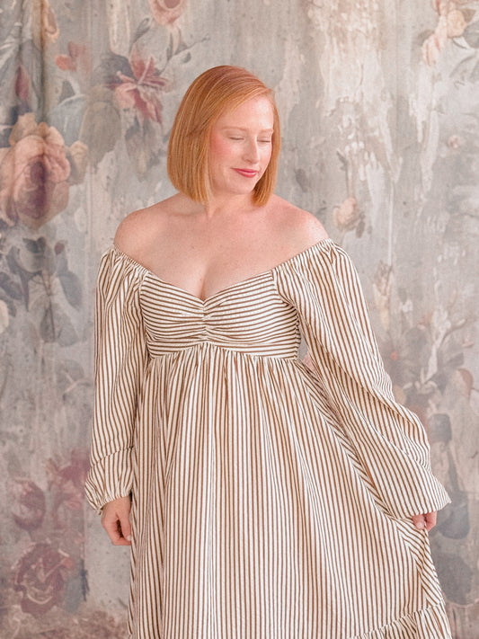 Chestnut Stripe Midi Dress