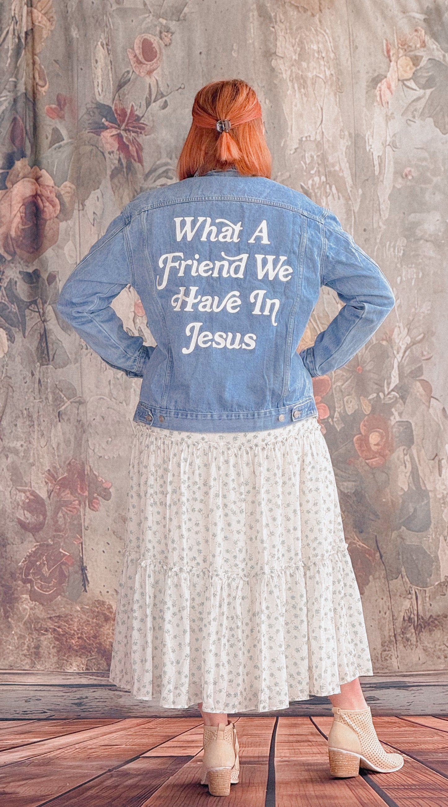 What a Friend in Jesus Embroidered Denim Jacket