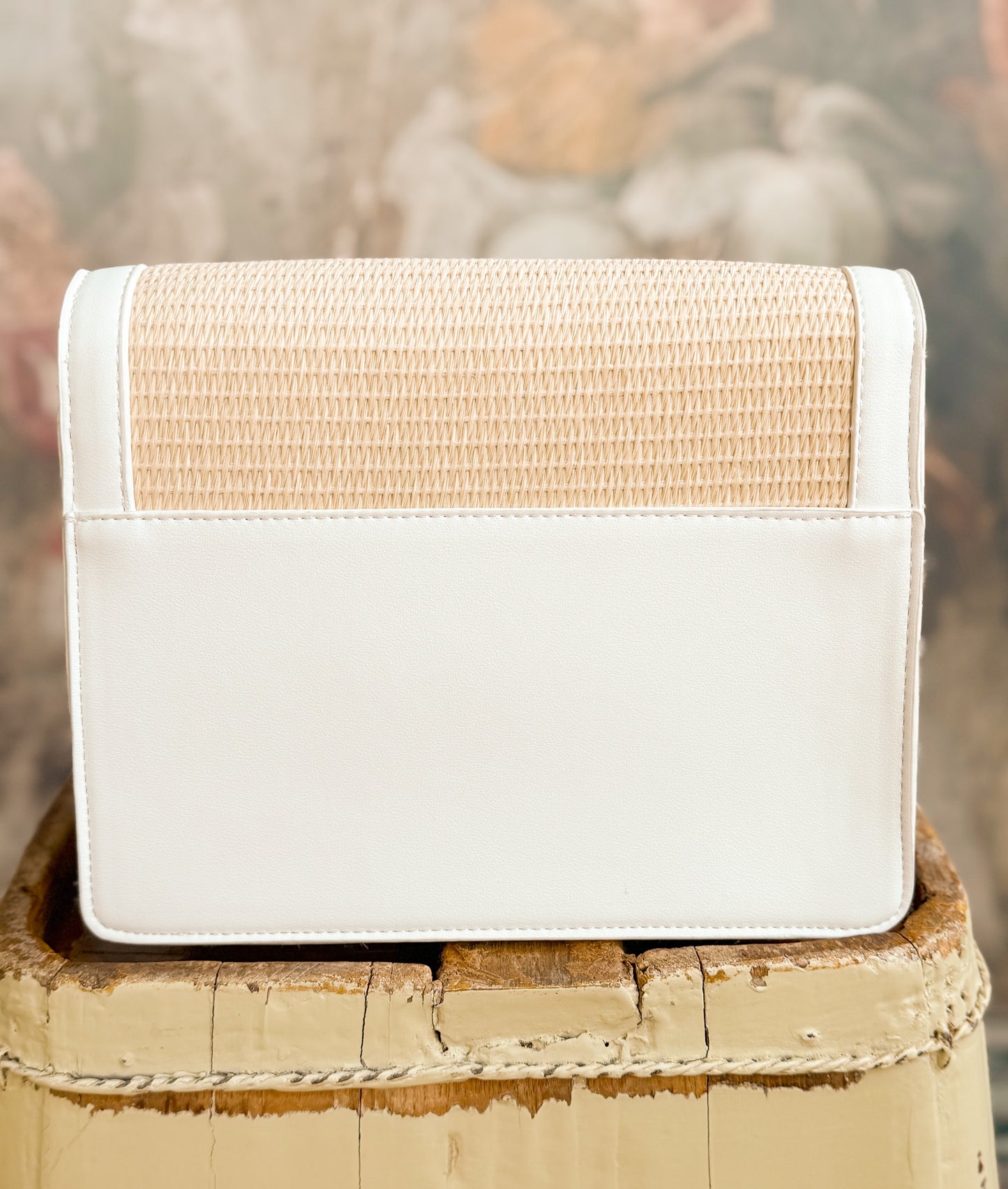 Fairhaven White Leather  Rattan Crossbody