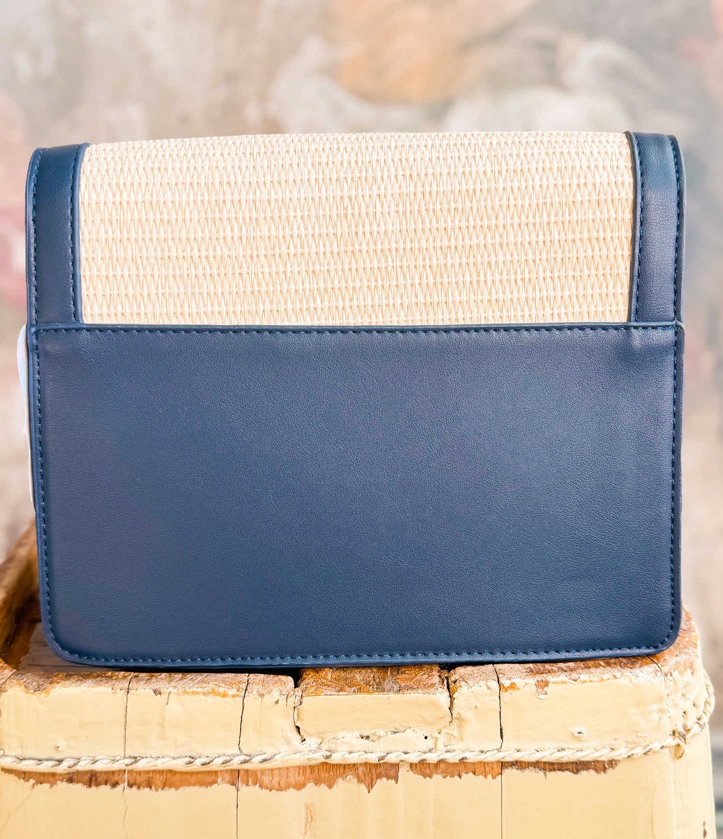 Stratford Navy Leather Rattan Crossbody