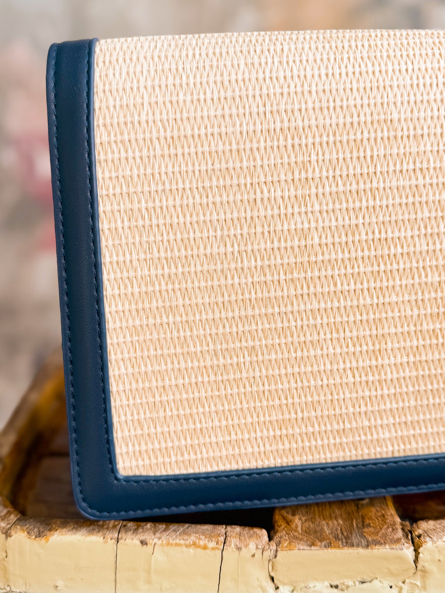 Stratford Navy Leather Rattan Crossbody