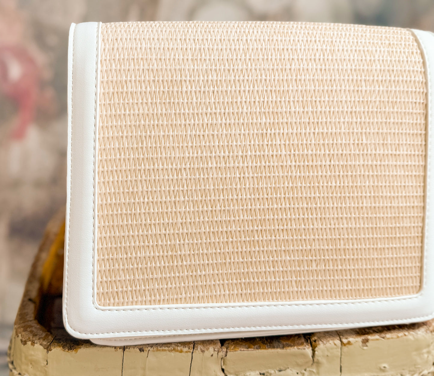 Fairhaven White Leather  Rattan Crossbody