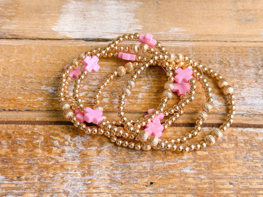 Rosé Cross Stretch Bracelet Set