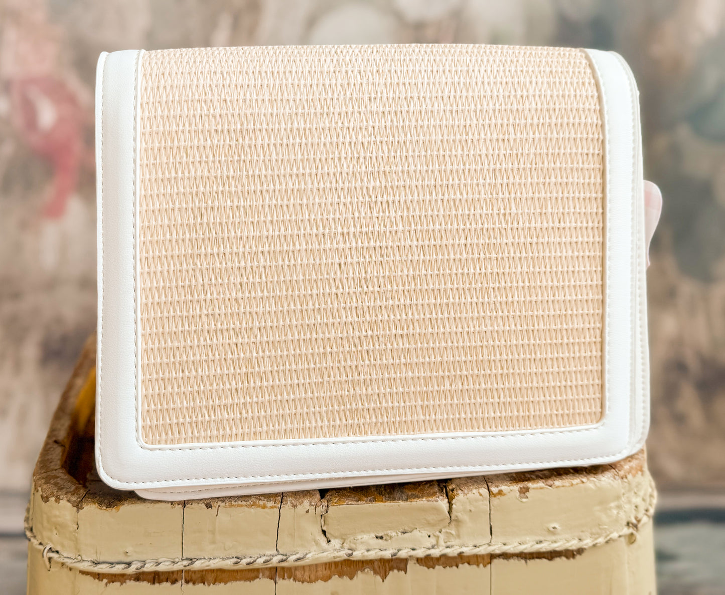 Fairhaven White Leather  Rattan Crossbody