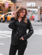 Load image into Gallery viewer, Carrie Sequin Black Tunic
