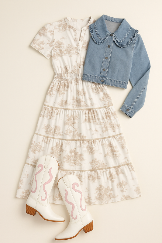 Whitmore Toile Ivory Midi Dress